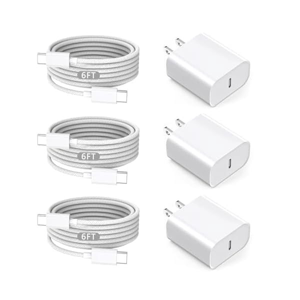 Quyaojz for iPhone Charger Fast Charging,6FT 3Pack Fast USB C Wall Chargers Plug Adapter USB C to C Cable Cord Compatible With Apple iPhone 17E/17/17 Pro/Air/16/15,iPad Pro,Airpods