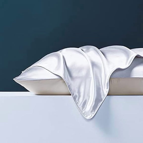 Quyaojzn 100% Mulberry Silk Charmeuse Silk Pillowcase With Lyocell underside for Hair and Skin 1pc Envelope Closure (50 x 75 cm, White)