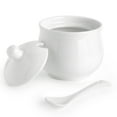 thumbnail image 1 of Quyimy Ceramic Sugar Bowl with Lid and Spoon, Porcelain Salt Storage Jar, White Seasoning Container for Home and Kitchen, 7 Ounces (White), 1 of 8