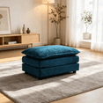 thumbnail image 1 of QuzyAor 35" Upholstered Ottoman Module, Chenille Square Footrest for Modular Sectional Sofa, Single Couch Seat for Living Room Bedroom,Blue, 1 of 6