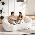 thumbnail image 1 of QuzyAor 59" Bean Bag Chair for Adults, Faux Fur 2 Seater Loveseat Floor Sofa, Ultra Soft Fluffy Memory Foam Couch for Living Room Bedroom, Beige, 1 of 10