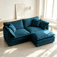 thumbnail image 1 of QuzyAor 76.7" L-Shaped Chenille Sectional Sofa with Ottoman, Modern Deep Seat Modular Couch for Living Room, Apartment, 1 of 8