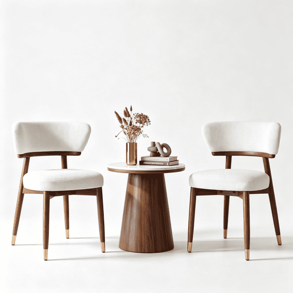 QuzyAor Dining Chairs Set of 2, Modern Upholstered Fabric Chairs for Kitchen Dining Room with Ergonomic Back Support and Thick Cushion, Beige