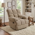 thumbnail image 1 of QuzyAor Overstuffed Rocker Recliner Chair, Plush Padded Armrests with Manual Recline & Footrest, Perfect for Living Room Home Office Relaxation, Camel, 1 of 9