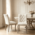 thumbnail image 1 of QuzyAor Tufted Chenille Dining Chair Set of 2, Solid Wood Legs Upholstered Seat for Home Kitchen Living Room Farmhouse, Beige, 1 of 9