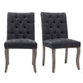 thumbnail image 1 of QuzyAor Tufted Chenille Dining Chair Set of 2 for Home, Solid Wood Legs Upholstered Seat for Kitchen Living Room Farmhouse,&nbsp;Black, 1 of 9