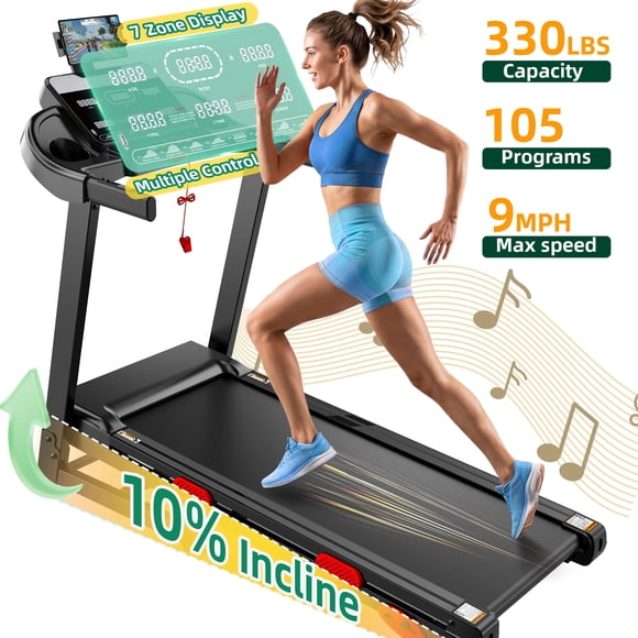 Home Folding Treadmills with 10% Incline, 0.6-9 MPH Speed, Ultra Quiet Brushless Motor, 330 lb Capacity, Walking Pad Treadmill, Caminadora Electrica Para Casa