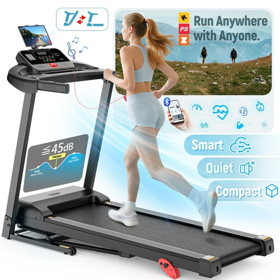 Folding Smart Treadmill with Incline, 300lbs Capacity for Home Use, 7.5MPH Fast Speed, APP Control, 2.5HP Quiet Motor, Home&Office