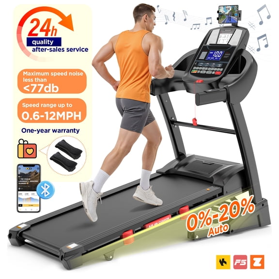 Folding Treadmill 300lbs Capacity, 4.5HP Treadmill for Home with 20% Auto Incline, 64+3+3+1Programs, LCD Display, 0.6-12MPH, App Control, 18'' Wide Running Belt