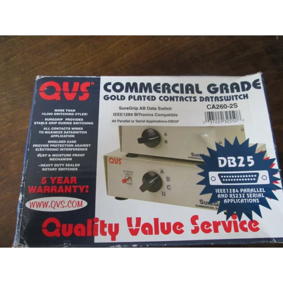 Qvs Commercial Grade Data Switch Ca260-2S Ieee1284 Bitronics Compatible