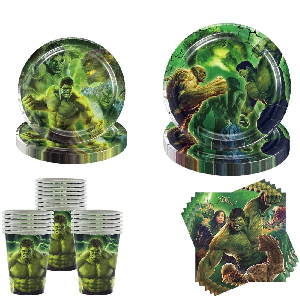 Qwaerplpn Hulk Birthday Party Supplies Set with Plates, Napkins, and Cups (20 Pack)