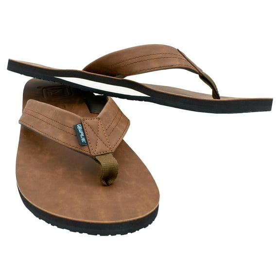 Qwave Men's Vegan Leather Sandals / Flip Flops for Men