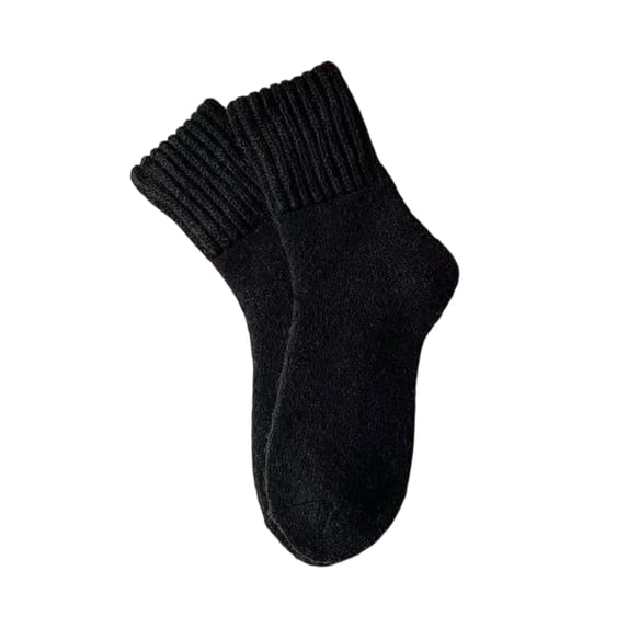 Qwertyu 1 Pairs Women's Solid Mid-calf Socks, 2026 New Soft Comfy Warm Thick Cute Knit Crew Socks Multipack Black