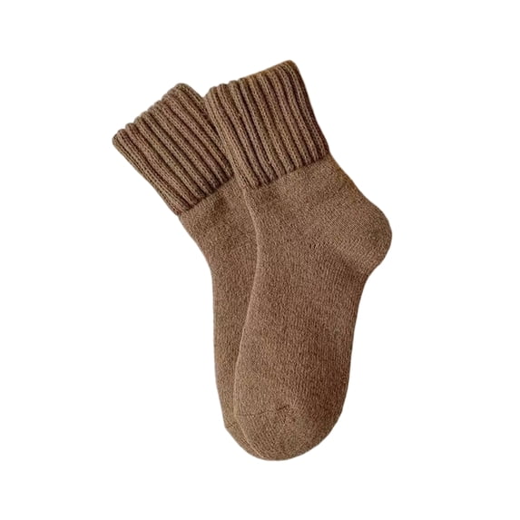 Qwertyu 1 Pairs Women's Solid Mid-calf Socks, 2026 New Soft Comfy Warm Thick Cute Knit Crew Socks Multipack Light Brown