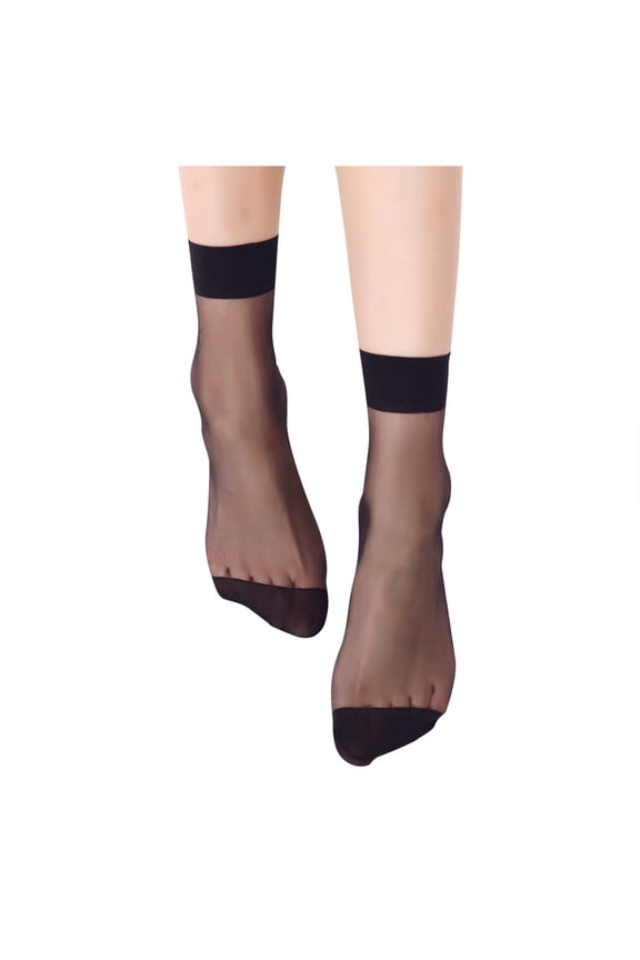 10 Pairs Women's Ankle High Sheer Socks for Women Nylon Socks Soft Tight Hosiery with Reinforced Toe Black One Size