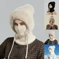thumbnail image 1 of Qwertyu 3 in 1 Beanie Hat for Women, 3-in-1 Knitted Beanie Hat, Mask Set Hooded Piece Windproof Warm Snow Cap White, 1 of 3
