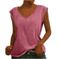 thumbnail image 1 of Qwertyu Tank Top for Women Solid Color V Neck Sleeveless Causal Sexy Shirts Hawaiian Beach Holiday Sports Workout Running Tees Summer Basic Tops Hot Pink 2XL, 1 of 6