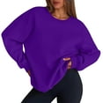 thumbnail image 1 of Qwertyu Crew Neck Sweatshirts Women Long Sleeves Casual Shirts Color Round Neck Sweatshirt Crewneck Pullover Tunic Tops Fall Winter Clothes Purple L, 1 of 4