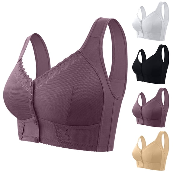 Qwertyu Daisy Bra for Seniors, Front Snap Closure Bras, Front Snaps Daisy Bras for Older Women Complexion 58