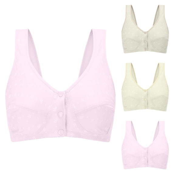 Qwertyu Daisy Bras for Older Women 2026 Comfy Convenient Front Closure Bra Full Support No Underwire Bras Complexion 44