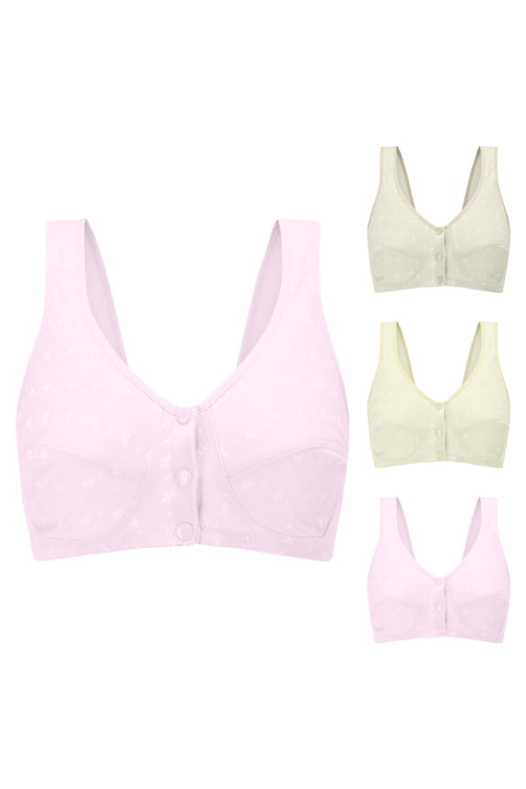 Daisy Bras for Older Women 2026 Comfy Convenient Front Closure Bra Full Support No Underwire Bras Pink 42