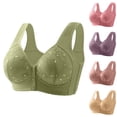 thumbnail image 1 of Qwertyu Daisy Bras for Older Women Front Closure No Underwire Supportive Bras Plus Size Push Up Bras Breathable Cotton Bras Light Purple 48, 1 of 6