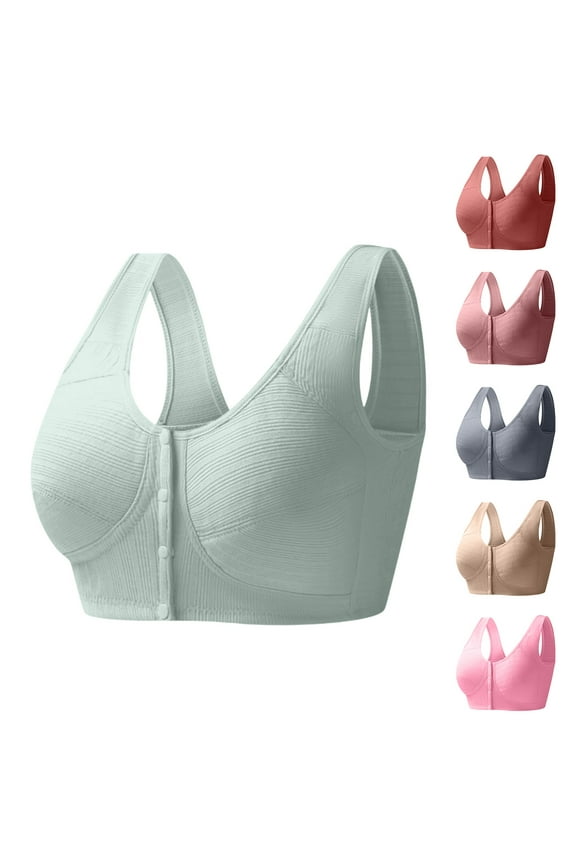 Daisy Bras for Seniors Front Closure No Wire Comfortable Convenient Buckle Bra Comfy Everyday Bra Mint Green 46