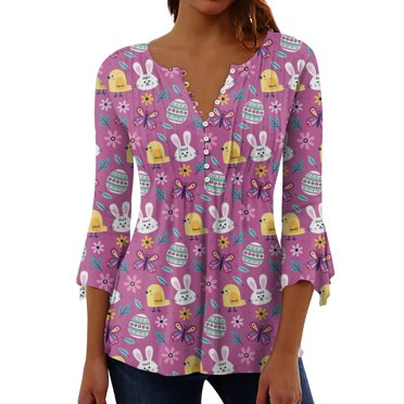 Women Easter Shirts 2025 Cute Rabbit Bunny Pullovers Pakistan