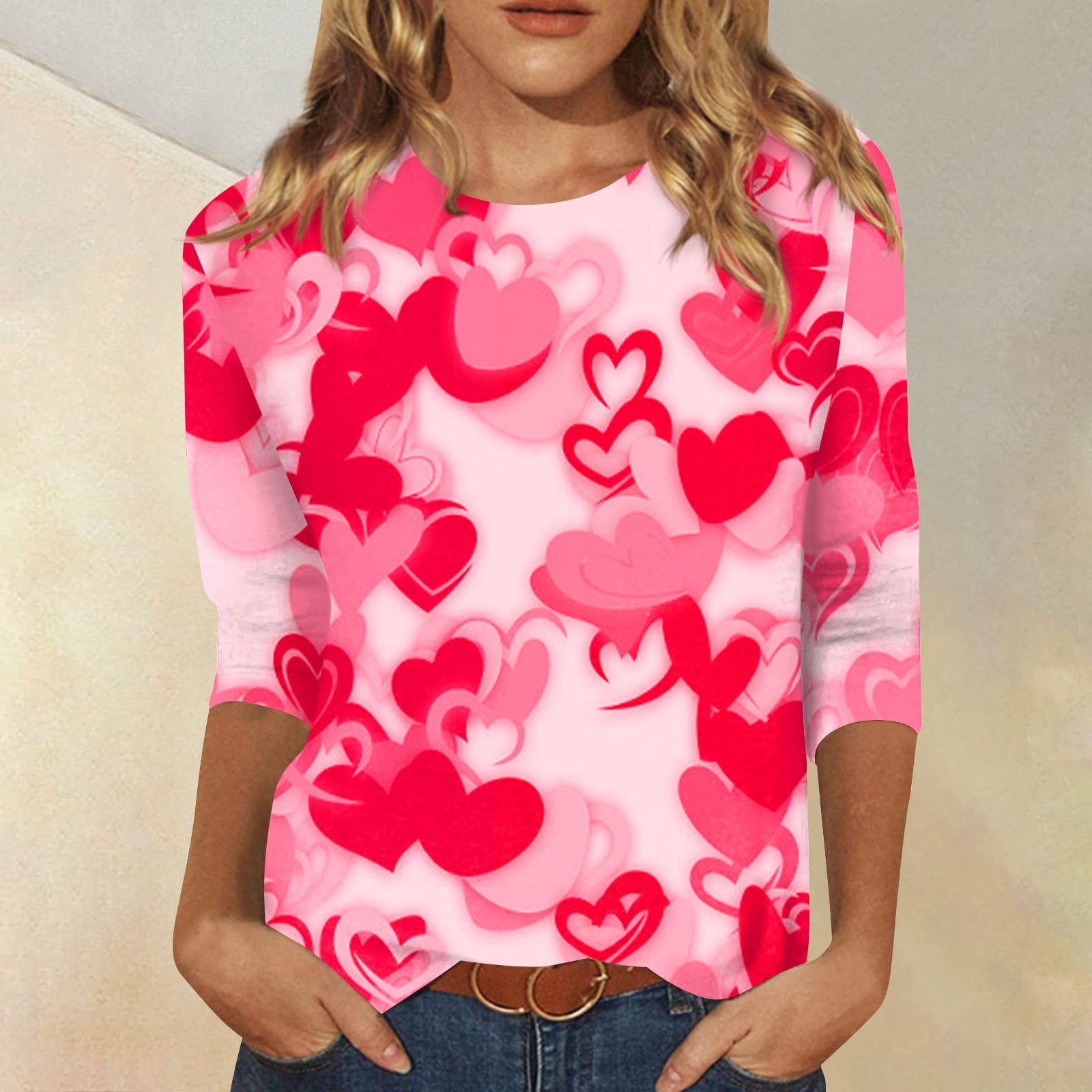 Qwertyu Girls Valentines Day Shirt Love Graphic Printed Elbow 3/4 ...