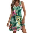 thumbnail image 1 of Qwertyu Hawaiian Dresses For Women Sleeveless Palm Tree Tropical Print Summer Beach Sundress Crew Neck Loose Fit Casual Vacation Tank Dress Dark Green XL, 1 of 5