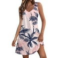 thumbnail image 1 of Qwertyu Hawaiian Dresses for Women Sleeveless Palm Tree Tropical Print Summer Beach Sundress Crew Neck Loose Fit Casual Vacation Tank Dress, 1 of 6