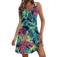 thumbnail image 1 of Qwertyu Hawaiian Dresses for Women Sleeveless Palm Tree Tropical Print Summer Beach Sundress Crew Neck Loose Fit Casual Vacation Tank Dress, 1 of 6