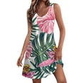 thumbnail image 1 of Qwertyu Hawaiian Dresses for Women Sleeveless Palm Tree Tropical Print Summer Beach Sundress Crew Neck Loose Fit Casual Vacation Tank Dress Pink 2XL, 1 of 5