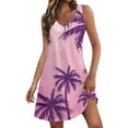 thumbnail image 1 of Qwertyu Hawaiian Dresses for Women Sleeveless Palm Tree Tropical Print Summer Beach Sundress Crew Neck Loose Fit Casual Vacation Tank Dress, 1 of 6