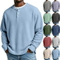 thumbnail image 1 of Qwertyu Men's Henley Shirts Casual Trendy Long Sleeve Button Down Waffle Tops Fall Thermal Comfy Basic Lightweight Blouse Black 2XL, 1 of 7