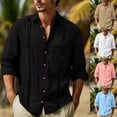 thumbnail image 1 of Qwertyu Men's Long Sleeve Button Down Shirt Casual Cotton Linen Textured Solid Color Lightweight Shirt Summer Beach Tops White M, 1 of 5