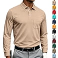 thumbnail image 1 of Qwertyu Men's Long Sleeve Polo Shirts Quick Dry Classic Soft Casual Collared Work Fishing Golf Shirt Complexion L, 1 of 8