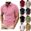 thumbnail image 1 of Qwertyu Men's Polo Shirts Cotton Short Sleeve Collared Golf Shirts Casual Fashion Basic Tee Shirts Khaki M, 1 of 8