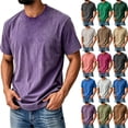 thumbnail image 1 of Qwertyu Men's Vintage Washed Oversized Cotton T Shirts Loose Fit Short Sleeve Casual Streetwear Unisex Tops Coffee M, 1 of 5
