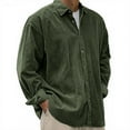 thumbnail image 1 of Qwertyu Mens Corduroy Shirt Long Sleeve Button Down Casual Blouses Plus Size Tops Classic Pacificozy Tshirt for Men Army Green 2XL, 1 of 7