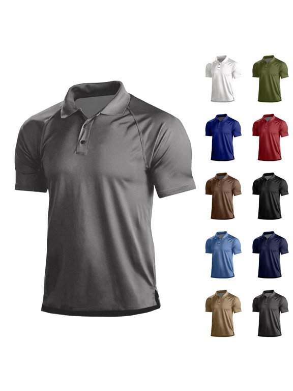 Mens Golf Polo Shirts Quick Dry Moisture Wicking Performance Polo Shirts for Business Casual Army Green 3XL