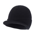 thumbnail image 1 of Qwertyu Mens Knitted Beanie Hat with Short Brim Cuffed Ribbed Skull Cap Stretch Fit Casual Streetwear Winter Headwear for Adults A, 1 of 2