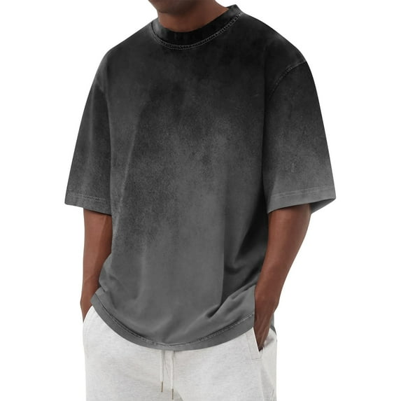 Qwertyu Mens Oversized Tshirts Short Sleeve Crew Neck Summer Shirts Casual Loose Cotton Vintage Tee Gray 4XL