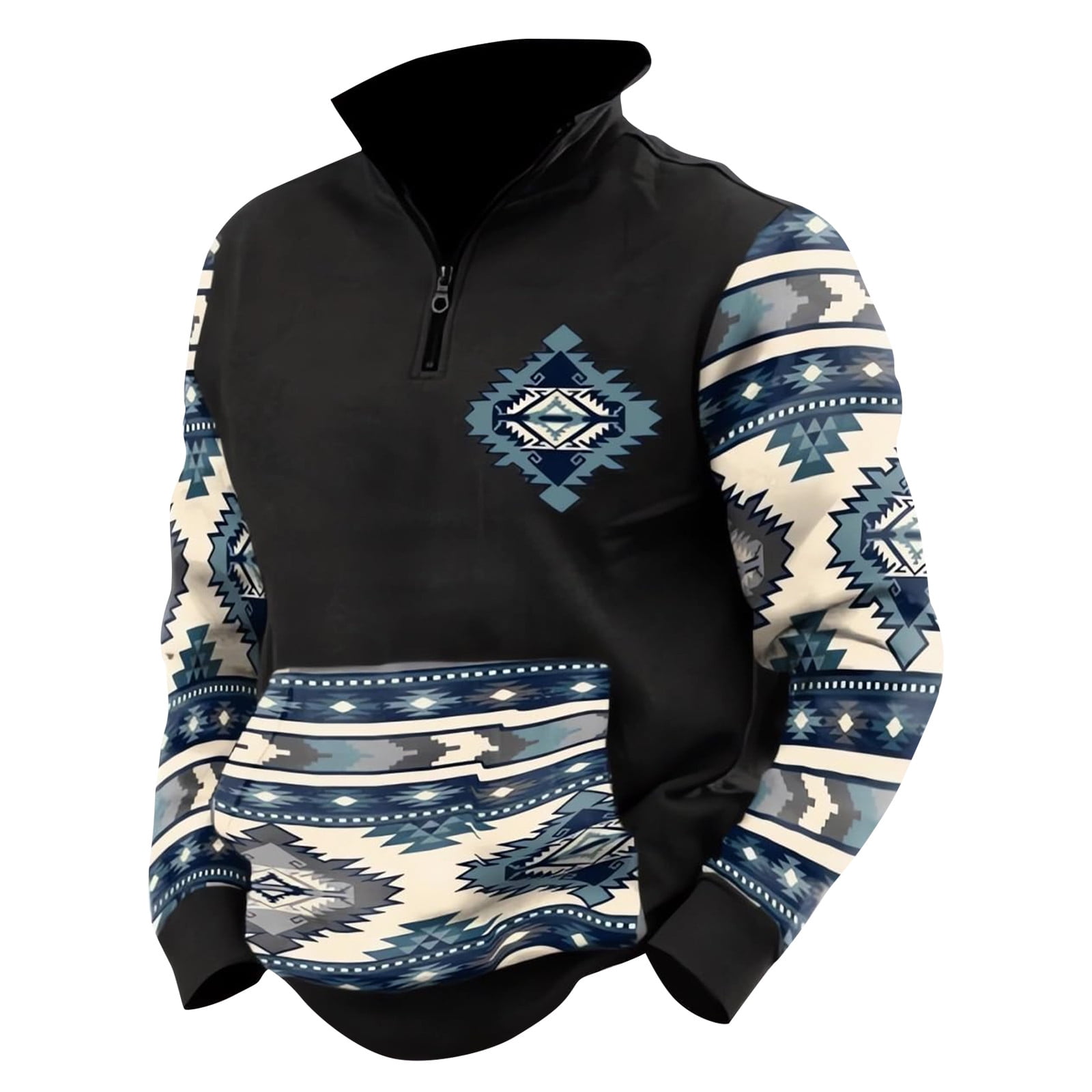 Qwertyu Mens Sweaters and Pullovers Long Sleeve Cowboys Half Zip Up