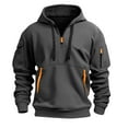 thumbnail image 1 of Qwertyu Mens Tactical Hoodies Pullover Quarter Zip Hooded Sweatshirts Big and Tall Long Sleeve Military Hoodie Sweatshirt with Pockets Dark Gray 3XL, 1 of 5