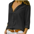 thumbnail image 1 of Qwertyu Oversized Button Down Shirts for Women, Casual Long Sleeve Dressy Blouses Tops Solid Color Womens Plus Size Sexy Shirts Summer Tops 2024 Trendy Black 2X, 1 of 7