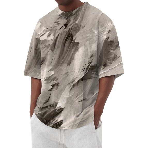 Qwertyu Oversized Tshirts for Men Short Sleeve Crew Neck Summer Shirts Casual Loose Cotton Vintage Tee Gray XL