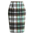 thumbnail image 1 of Qwertyu Plaid Skirts for Woman Casual High Elastic Waist Midi Skirts Fall Winter Knee Length Pencil Wool Skirt Long Skirts Light Green XL, 1 of 4