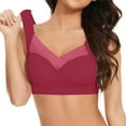 thumbnail image 1 of Qwertyu Plus Size Bras for Women Full Cup Seamless Push Up Shaping Wire Free Everyday Bra Deep Red 48, 1 of 6