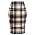 thumbnail image 1 of Qwertyu Plus Size Skirts for Women High Waist Plaid Skirts for Women Winter Knee Length Pencil Wool Skirt Light Brown S, 1 of 3